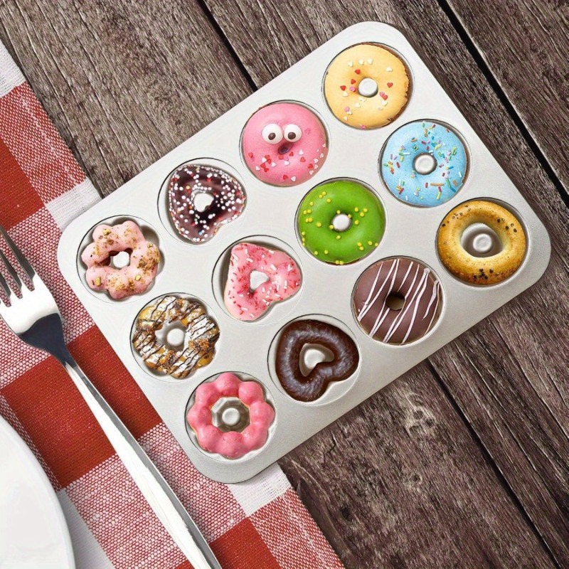 Kitchen Baking Essentials - 1Pc Donut Baking Pan, 12 Cavity
