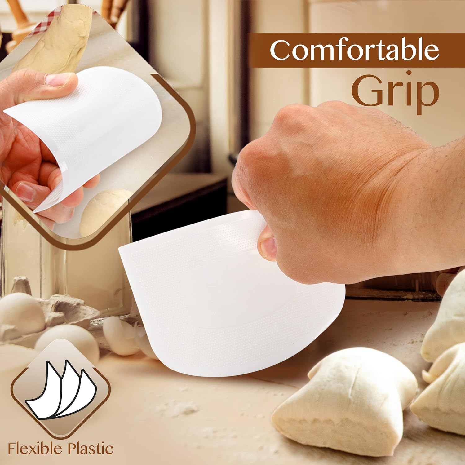 White Bowl Scraper Flexible Fo - đánh giá và giá Dough Scraper Curved