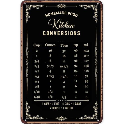 Rustic Tin Sign Decor Baking S - đánh giá và giá Kitchen Baking Conversion Chart