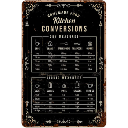 Vintage Funny Metal Tin Sign 1 - đánh giá và giá Kitchen Baking Conversion Chart