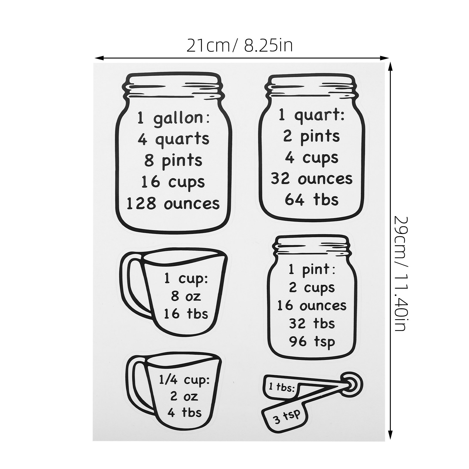 2Pcs Kitchen Measurement Conve - đánh giá và giá Kitchen Baking Conversion Chart